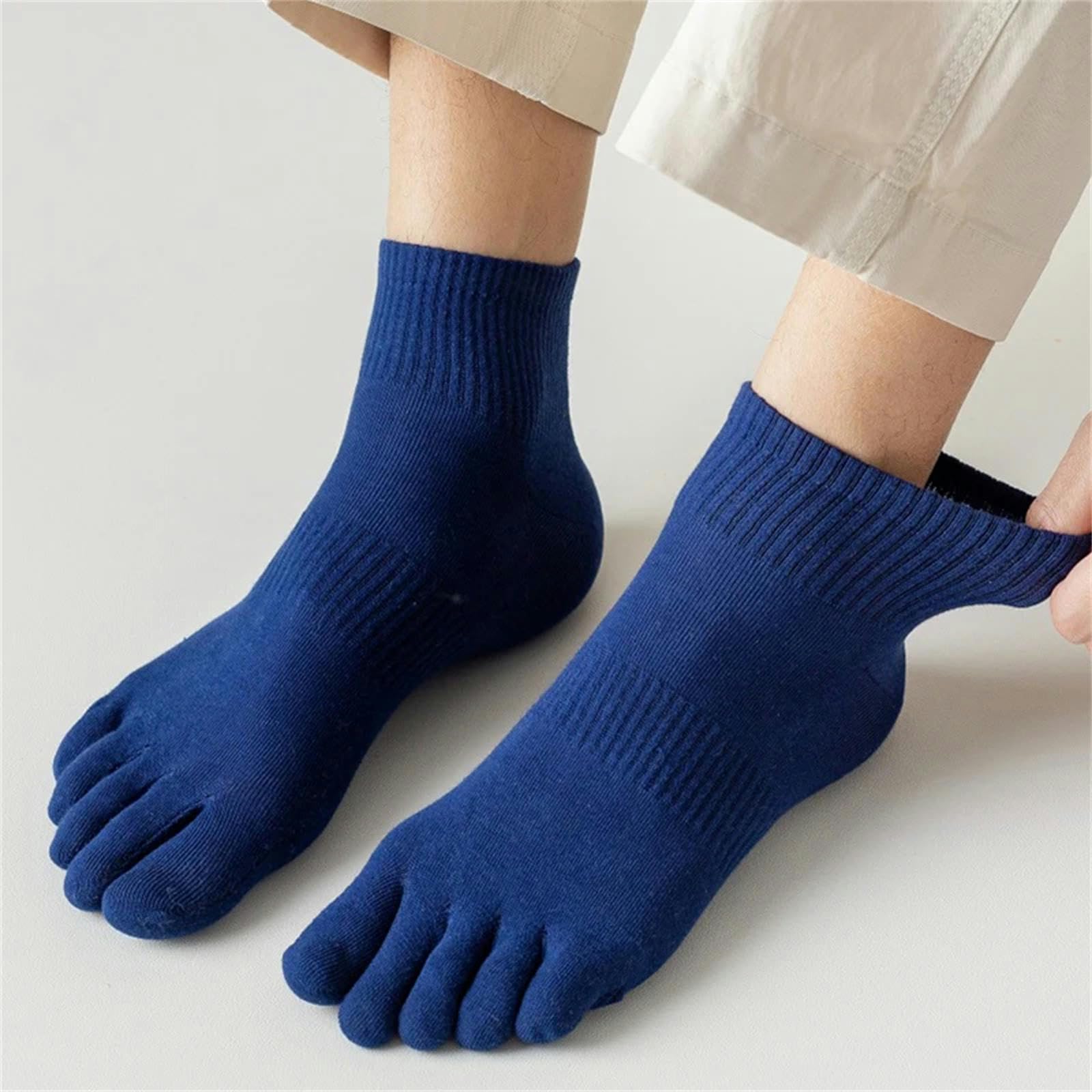 Calzini Calzini Sportivi A Cinque Dita Maschile in Cotone Traspirante Mesh No Show Calzini con Le Dita dei Piedi-Verde-Io 37-45