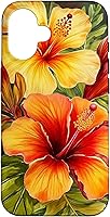 Vista 32 de Hawaiian Tropical Yellow Red Hibiscus Plumeria Case for iPhone 17