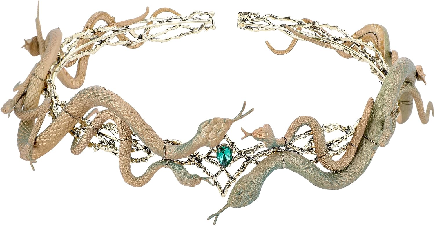Medusa Headpiece for Women - 7.8" Retro Snake Thorn Headdress for Greek Goddess, Circlet for Renfaire Halloween