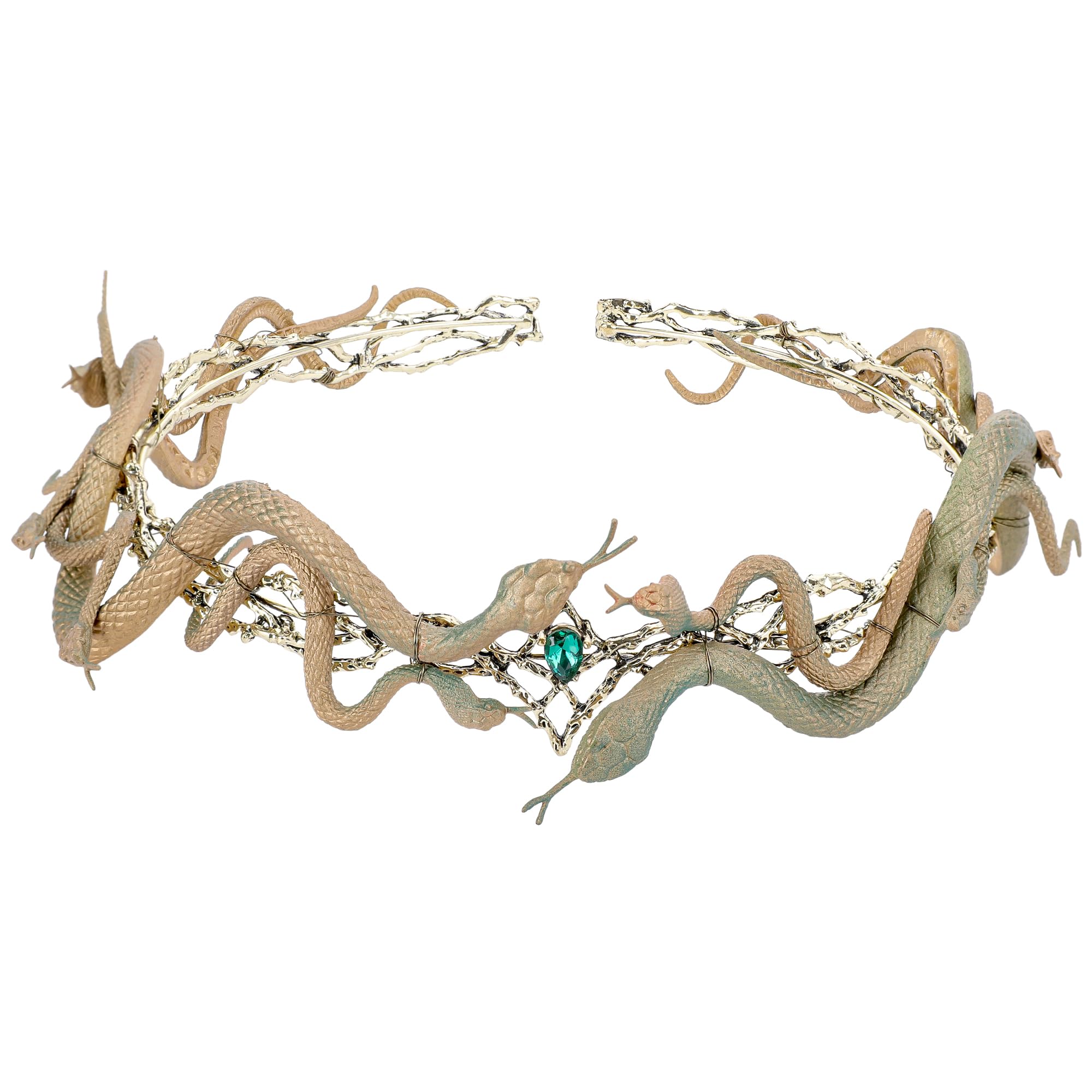 PartyforU Medusa Headpiece Women's Snake Thorn Headband Crown, Green