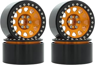4Pcs Aluminum Alloy 12mm Hex Hub 2.2 Beadlock Wheels Rims for 1/8 1/10 RC Crawler Axial SCX10 TRX4 TXR6 MST CFX 86100 YK4102 TF2(Orange)