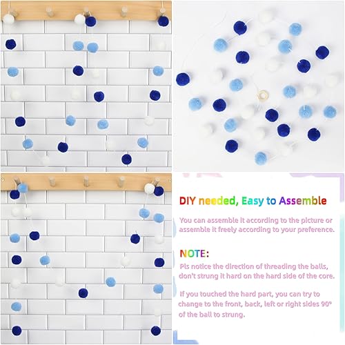 Miniatura 6 de Zwiebeco Guirnalda de bolas de color rosa, morado y blanco, adornos para cumpleaños, boda, baby shower, fiesta, habitación de bebé, habitación de