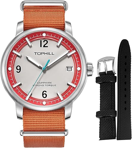 Reloj de pulsera para hombre, acero inoxidable 316, cristal de zafiro resistente a los arañazos, resistente al agua 5ATM, correa de nailon, reloj de