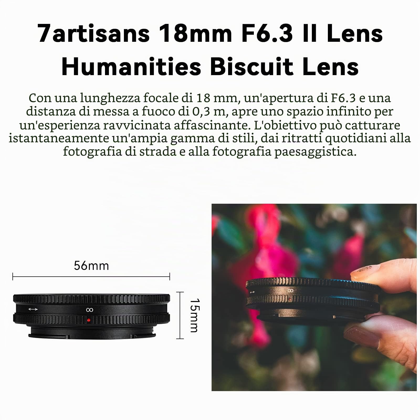 7artisan - Obiettivo ultra sottile APS-C Prime da 18 mm F6.3, adatto per fotocamere compatte mirrorless Sony A7 A7II A7III (A7M3) A7R A7RIII A7S A7SIII A6000 A6300