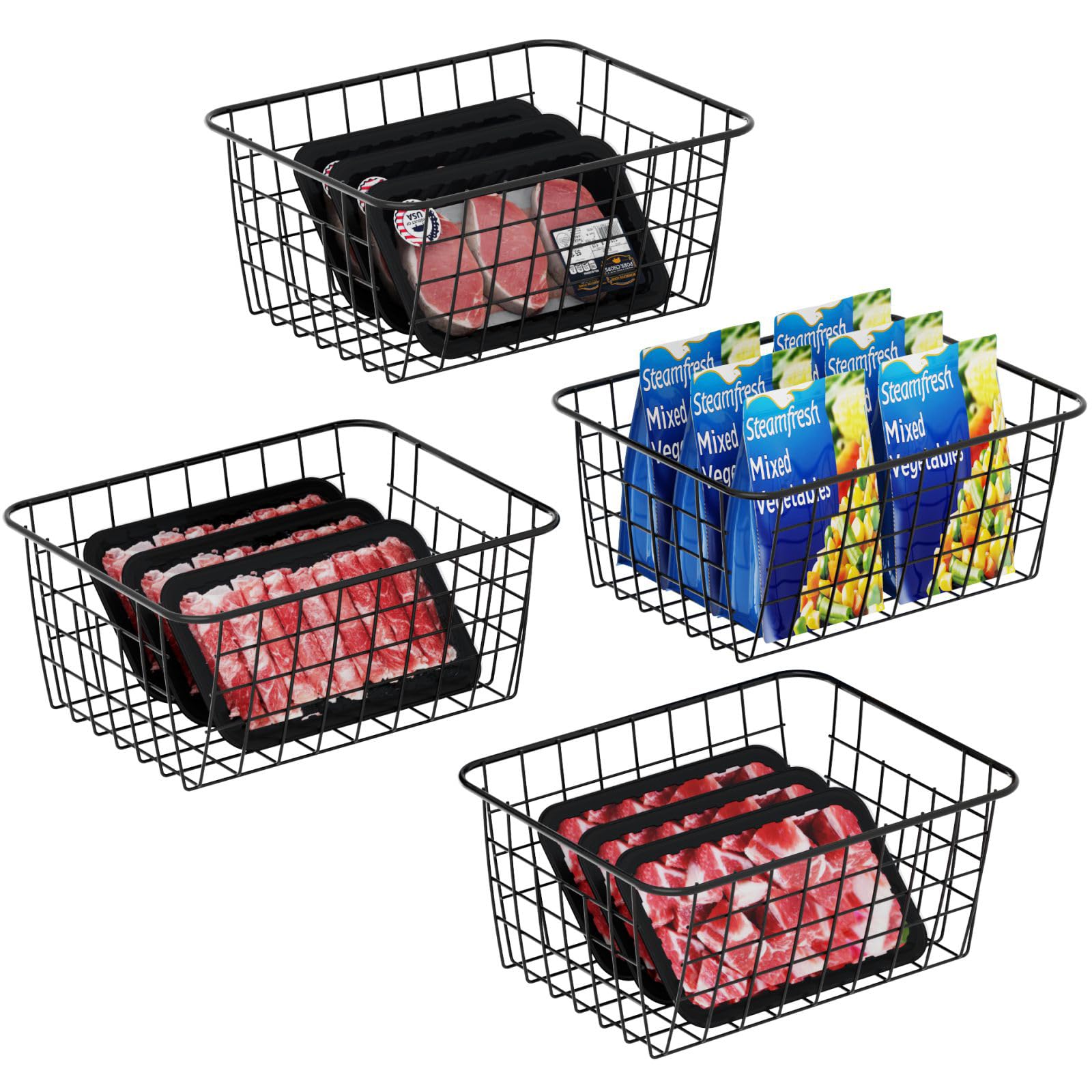 Snapklik.com : iSPECLE Upright Freezer Organizer Bins - 4 Pack Small ...
