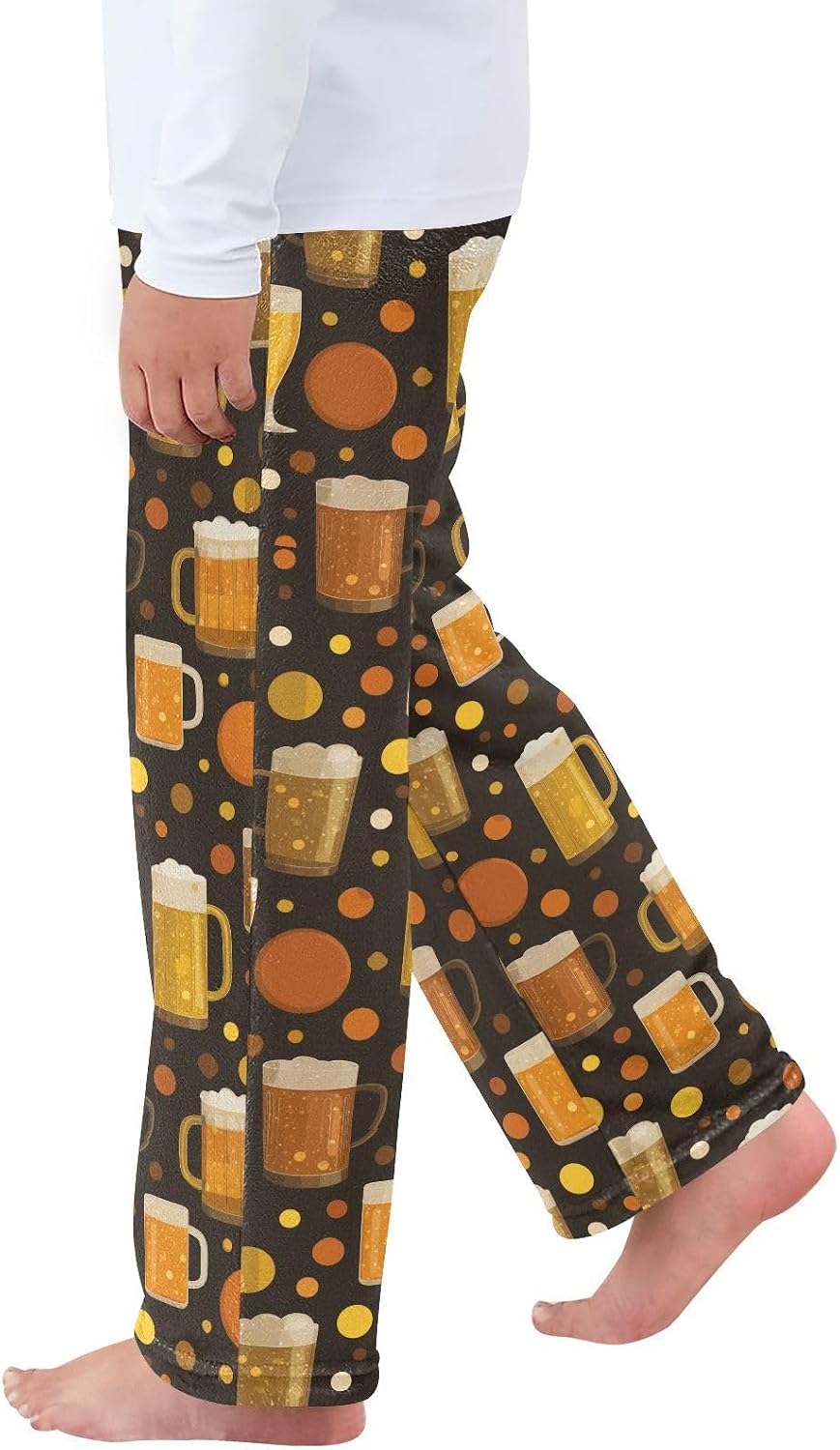 visesunny Beer Mug Boys Pants for Kids Fleece Bottoms Long Jogger Pants Trousers with Pockets Size 6-14Y