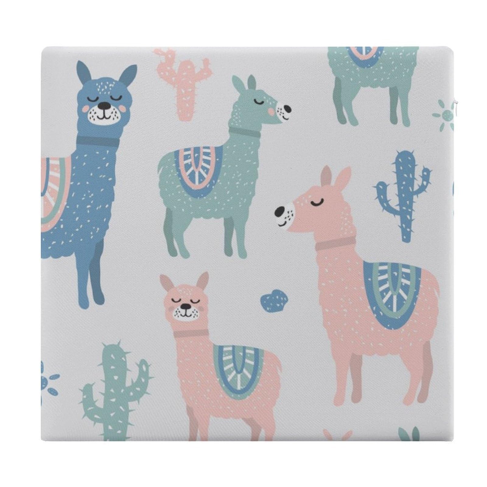 JZemdybill Chair Pad, Alpaca Cactus Seat Pad, Square Chair Cushion for Yoga Living Room Balcony
