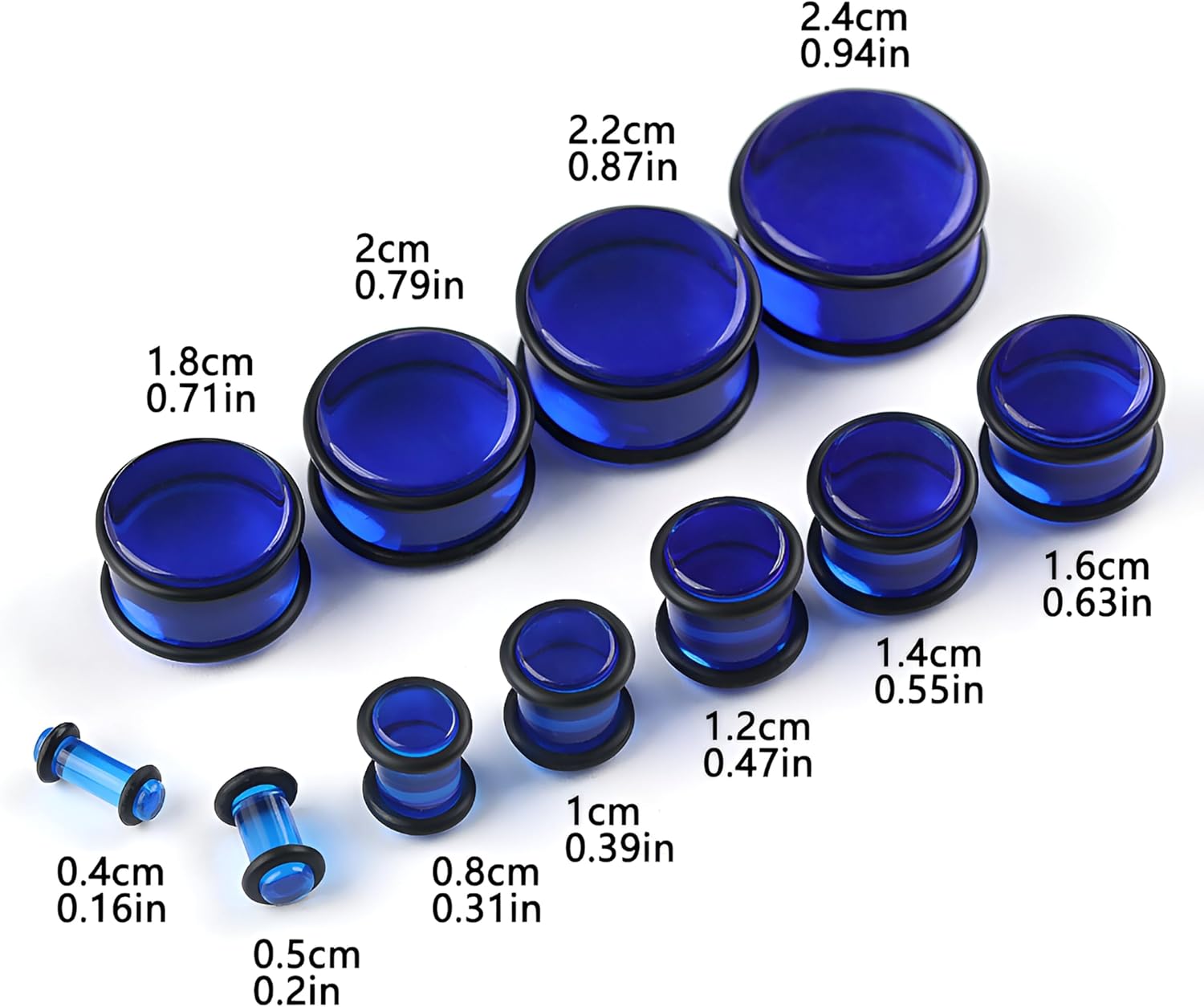 2 PCS Blue Translucent 4 mm(6 G) Acrylic Ear Gauges Tunnels Plugs Retainer Stretching Expander Ears Stretcher No Flare Gauges Earrings Women Men Body Piercing Jewelry - Image 2