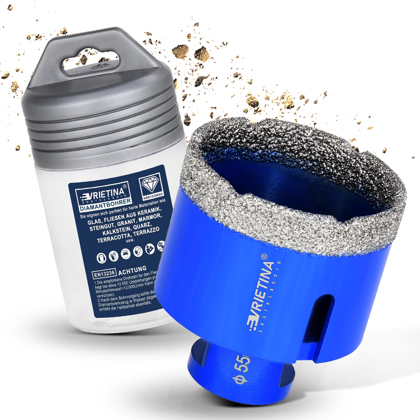 55 mm Diamond Tile Drill Bit M14 Diamond Drill Glass Drill Wet / Dry Tile Drill Bit for Angle Grinder Diamond Drill Bit Hole Saw Hole Drill Bit for Tiles Marble Granite Ceramic Masonry