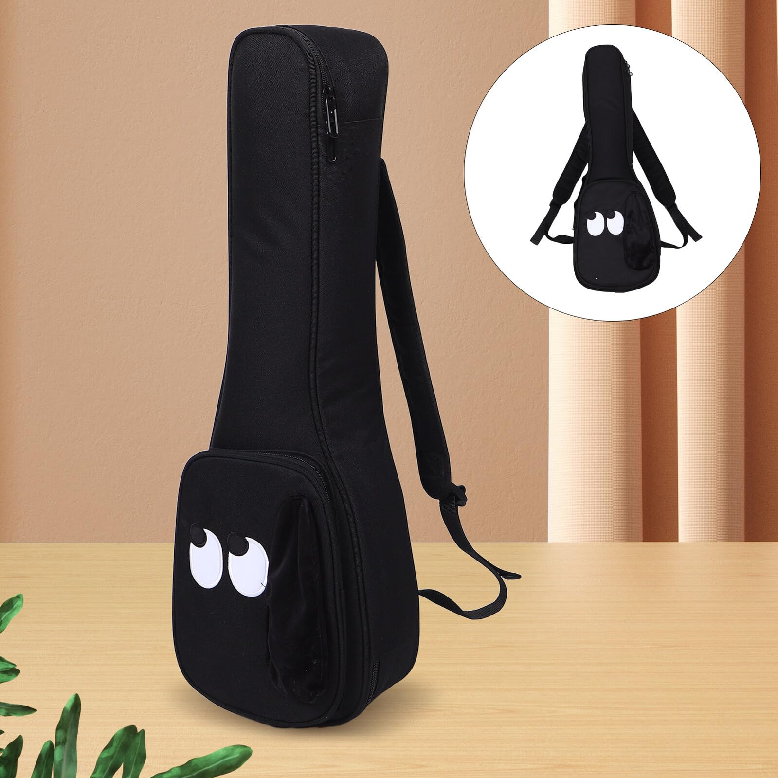 Oxford Stoff Ukulele Tasche mit verstellbaren Schultergurten, wasserfestem Innenfutter und mehreren Taschen, 23 Zoll schwarzer Gitarrenkoffer für Konzert, Reise und Outdoor-Aufbewahrung