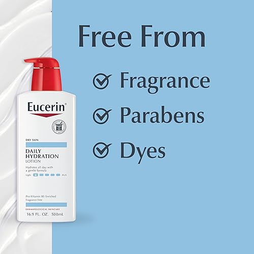 Miniatura 8 de Eucerin Loción corporal de hidratación diaria, loción corporal sin perfume para piel seca sensible, botellas de bomba de 16.9 onzas líquidas,
