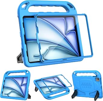 BMOUO Kids Case for iPad Air 5/4 with Built-in Screen Protector, Shockproof Handle Stand Case for iPad Air 5th Generation / 4th Generation 10.9", Blue