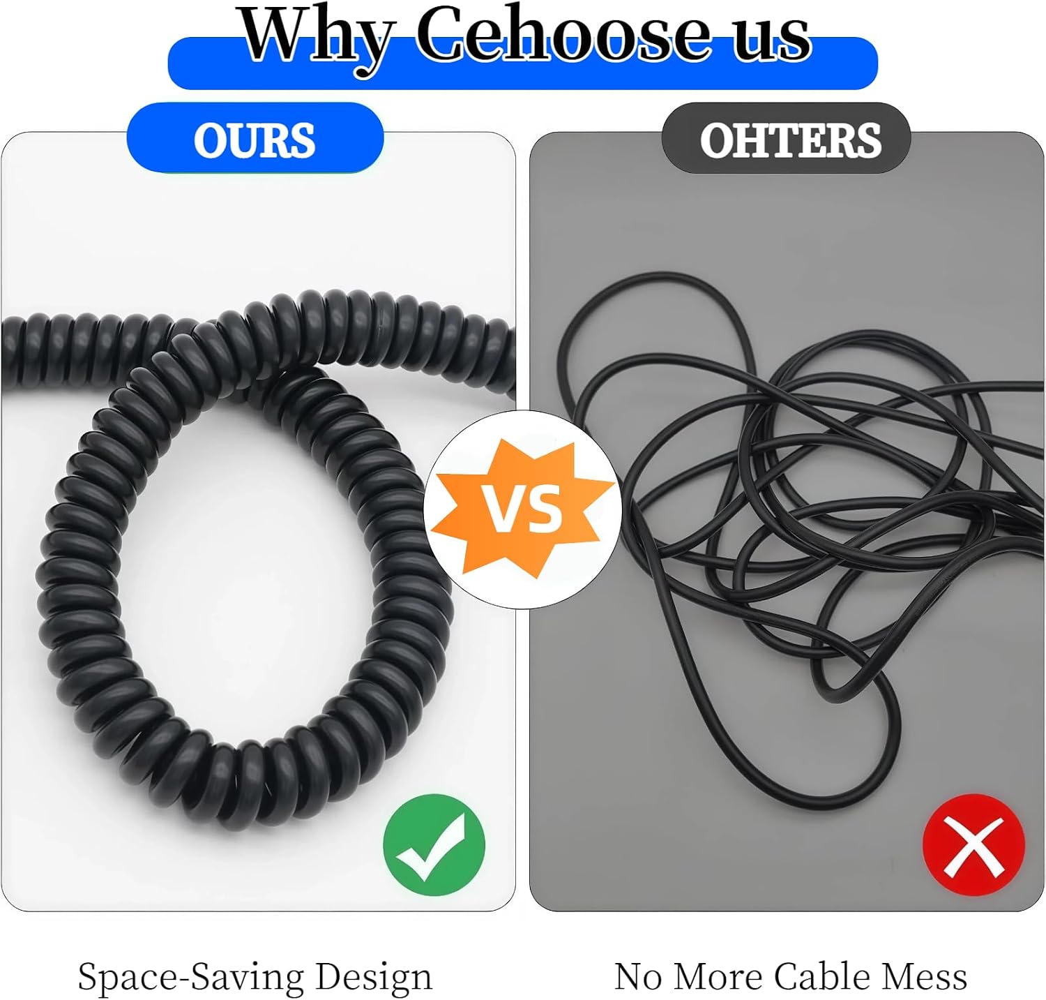 4-20-2 Coil Cord | 2 Conductor Wire, 18AWG/2, Retractable Spring Coiled Extension Cord 3 Foot Extension to 15 Foot for Industrial/Home Heavy Duty Use