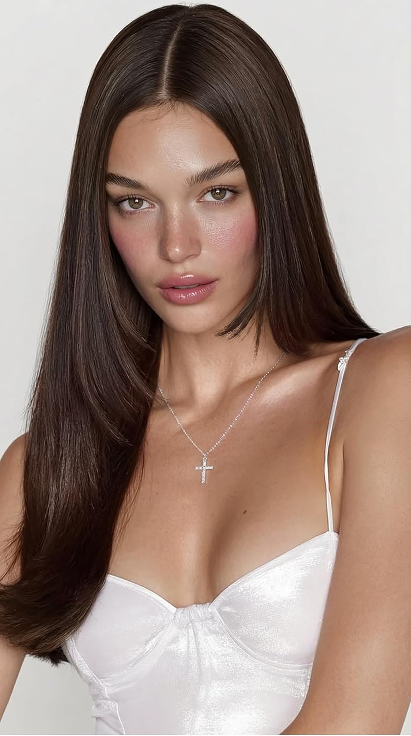 Tewiky Cross Necklace for Women Gold Cross Pendant Cute Necklaces