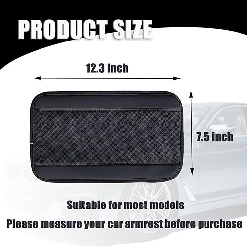 Miniatura 2 de Paquete de 1 alfombrilla universal para reposabrazos de automóvil, estampado de cuero de fibra en relieve, cubierta impermeable para reposabrazos