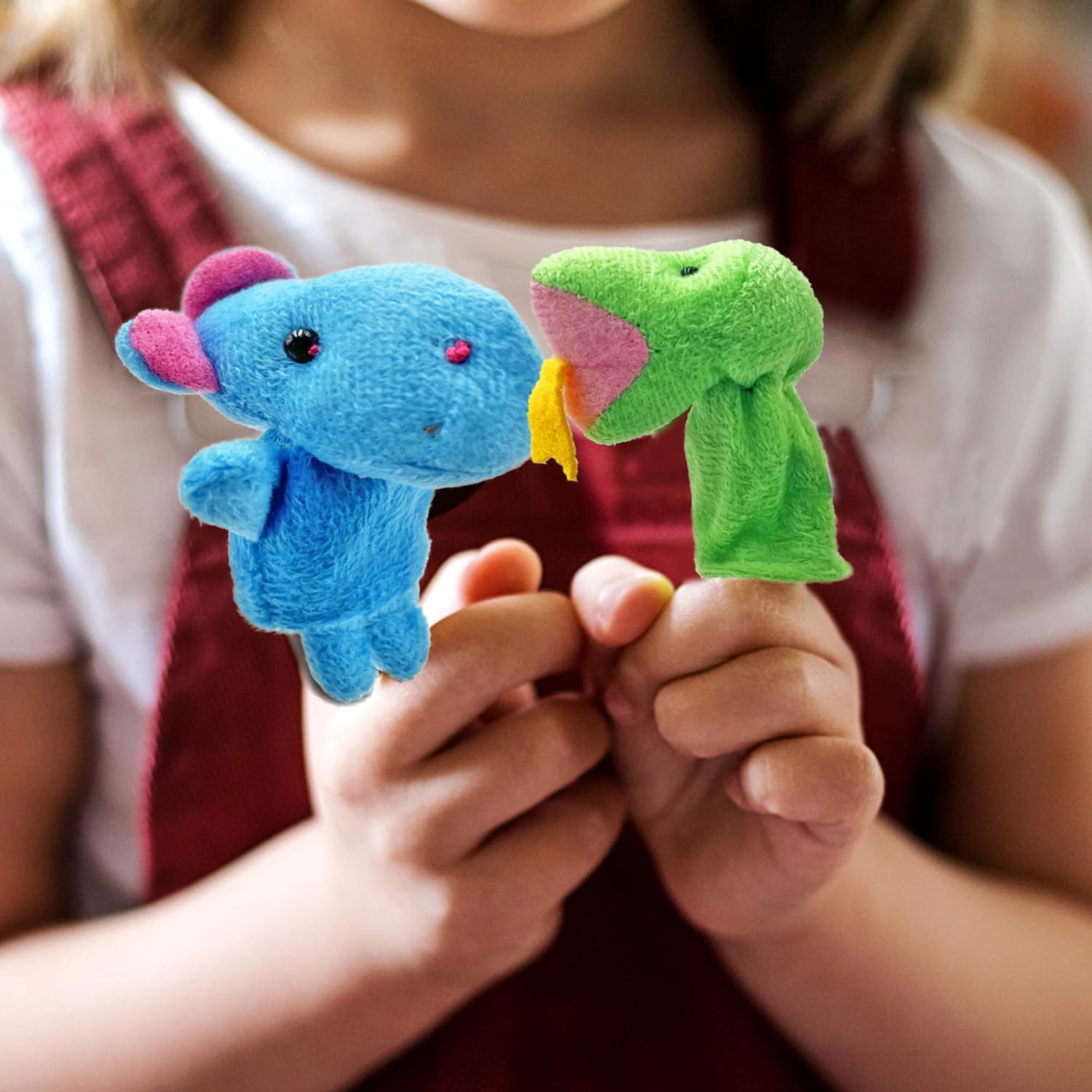 18PCS Plush Finger Puppets Set Colorful Mini Stuffed Jungle Animals Puppets for Storytelling Teaching Gifts Easter Egg Stuffers Baby Shower Birthday Party Decorations