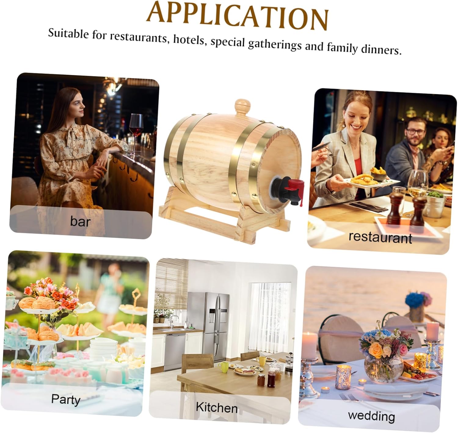 Wood Wine Barrel Dispenser for Storing Beer and Aging Wine Pinewood Barrel for Home Decor and Beverage Storage for Red Whiskey and More