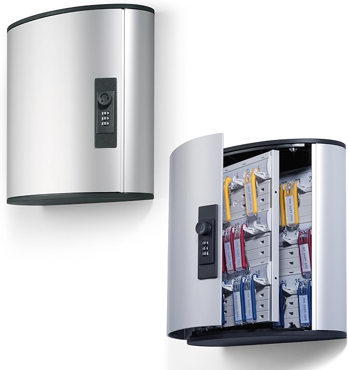 Durable Schlüsselkasten Key Box Code 36 (Zahlenschloss) Schlüsselschrank für 36 Schlüssel, silber, 196623