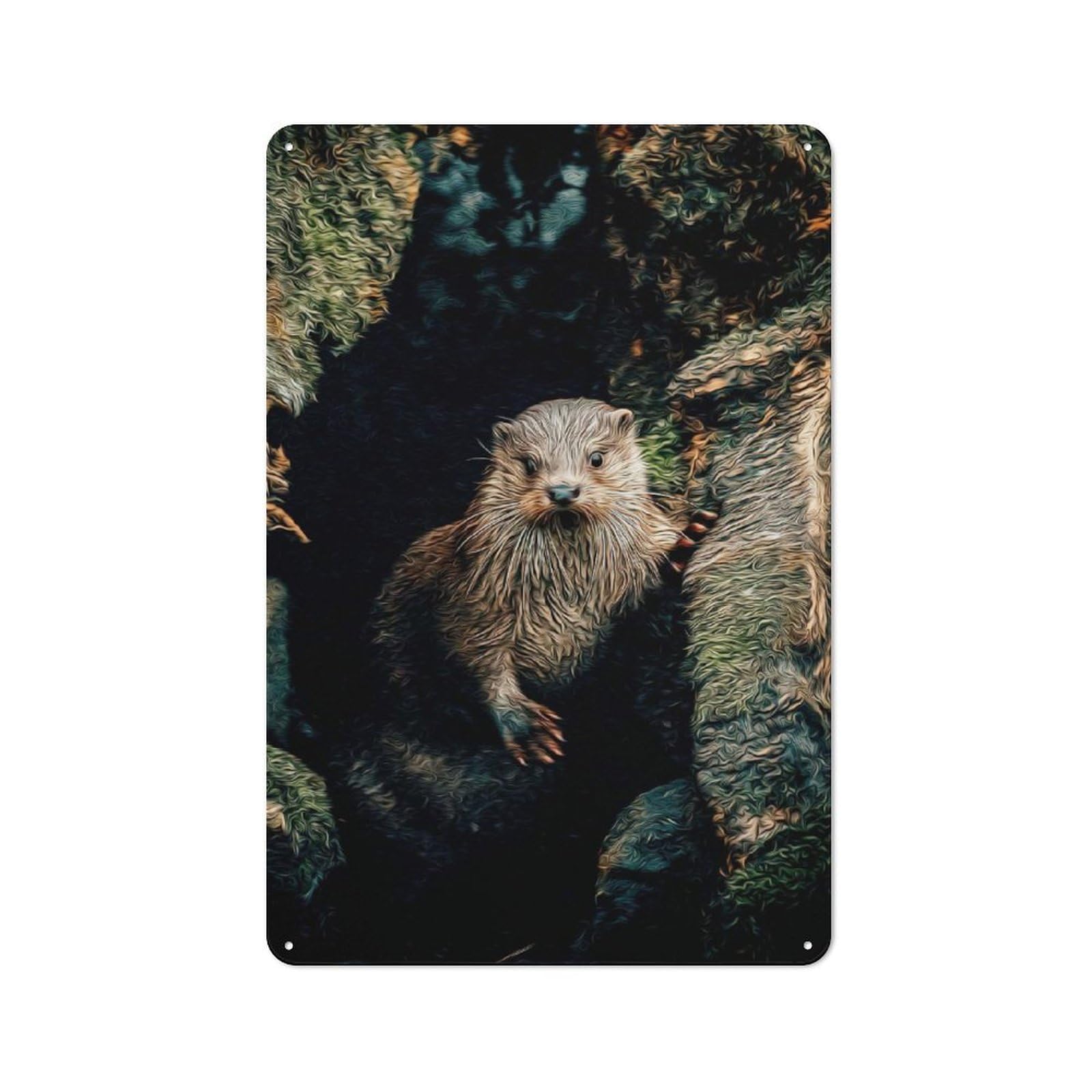 Junmoney Style-23 Otter Metal Wall Sign 30X20cm, Rustic Decor For Workshop Wall, For Vintage Wall Decor Fans, For Themed Room Decoration