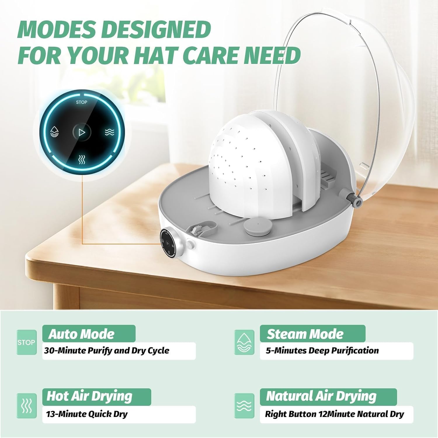 Automatic Cap Cleaner, All in One Hat Care Machine Steam Cleaning & Ironing and Drying for Bucket hat Baseball Cap,Bucket Hats, Felt Hats, Restore Misshapen (White, Large)