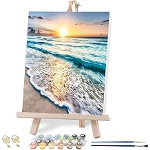 VIGEGU Beach Landscape Paint by Numbers Kit for Adults with Framed