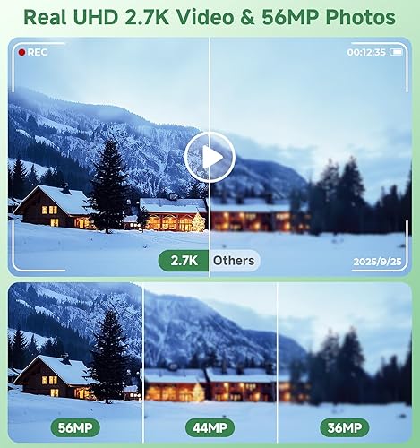 Miniatura 2 de Cámara digital, cámara digital mejorada de 56 MP con pantalla dual de 56 MP, cámaras compactas con batería integrada con zoom de 16X, cámaras de