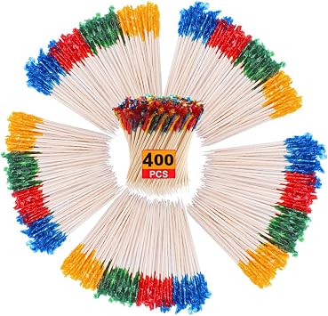 400PCS Fancy Toothpicks for Appetizers, 2.6IN Appetizer Picks for Cocktail Party Drinks Fruit Sandwiches, Decor Charcuterie Boards Accessories, Skewers for Appetizers,Frill Toothpicks for Food