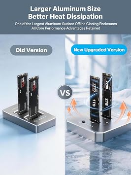 ACASIS 20Gbps M.2 NVMe SSD Cloner & Docking Station, Dual-Bay Duplicator | Offline Cloning Aluminum Heat Dissipation Tool-Free Installation PCIe NVMe M-Key Support USB Adapter Design