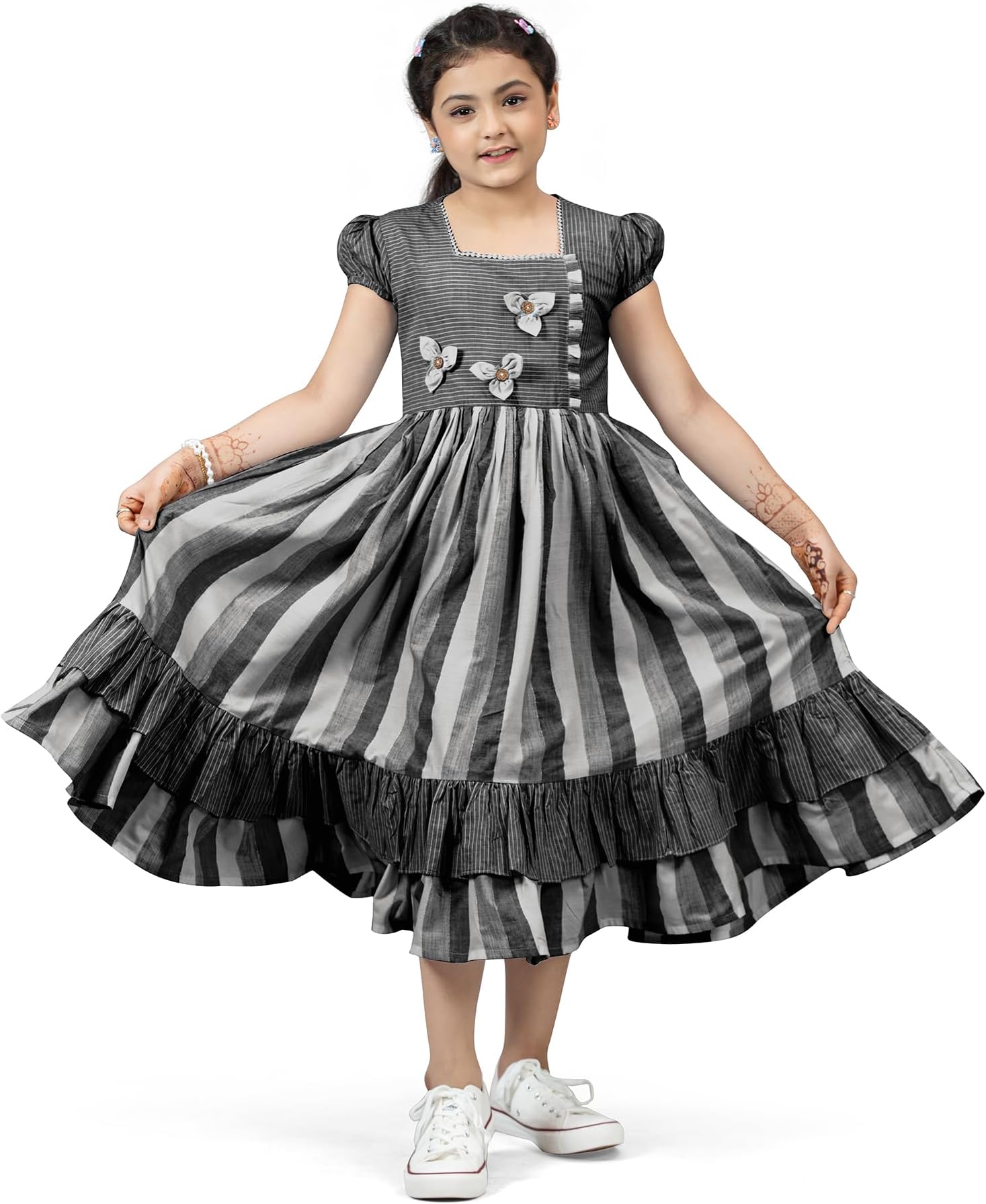 Fashion DreamGirls Stripe Ruffle Hem Dress