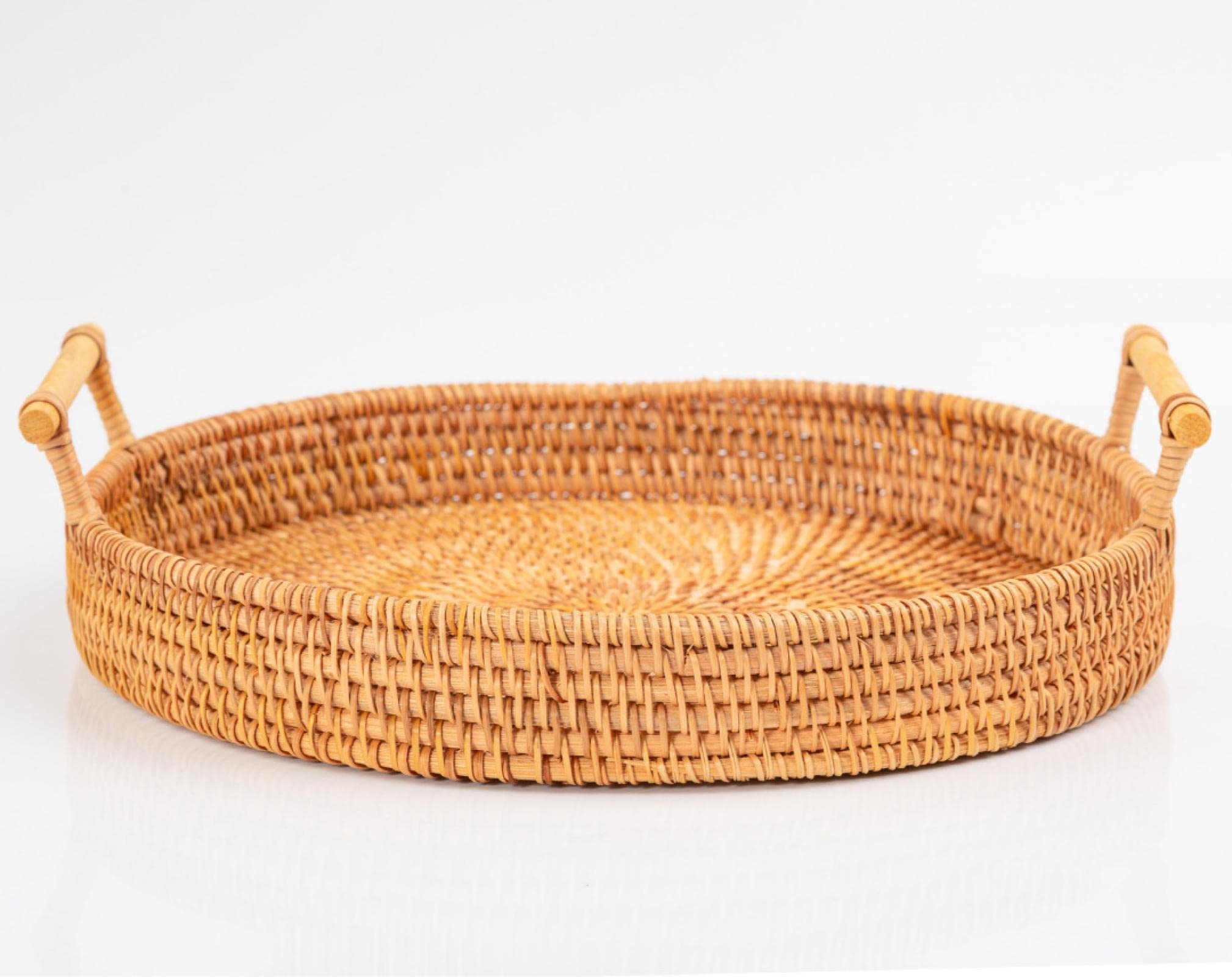 ANPISU Rattan binaural Handle Storage Basket, Bread, Fruits, Vegetables, Snacks, binaural Portable Picnic Basket, Storage Basket Handledisclarge