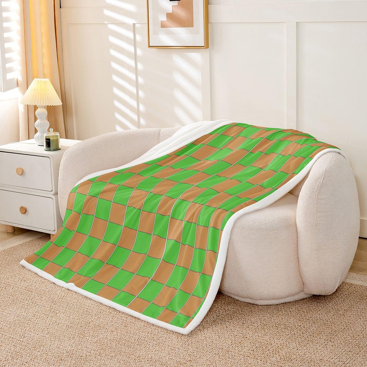 Erosebridal Gaming Checkered Fuzzy Plush Throw Gamer Plaid Fleece Blanket Checkerboard Games Sherpa Blanket for Kids Boys Girls,Geometric Grids Decor for Bed Couch Throw 50"x60"