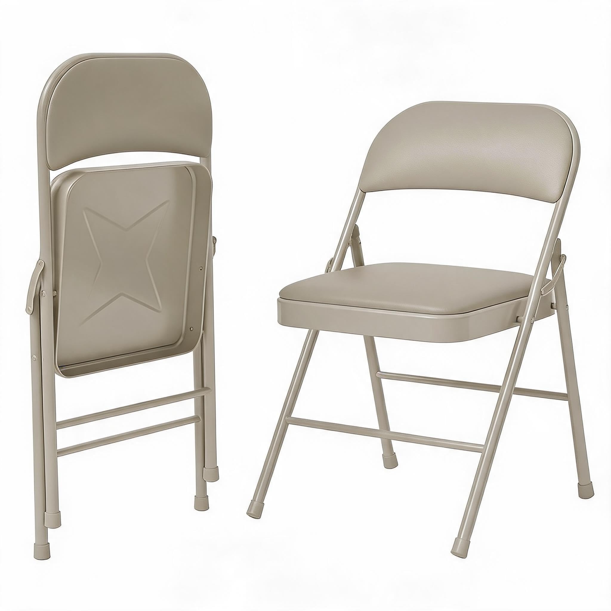 Folding Chairs Metal Portable with Soft PU Padded Seats for Home,Office