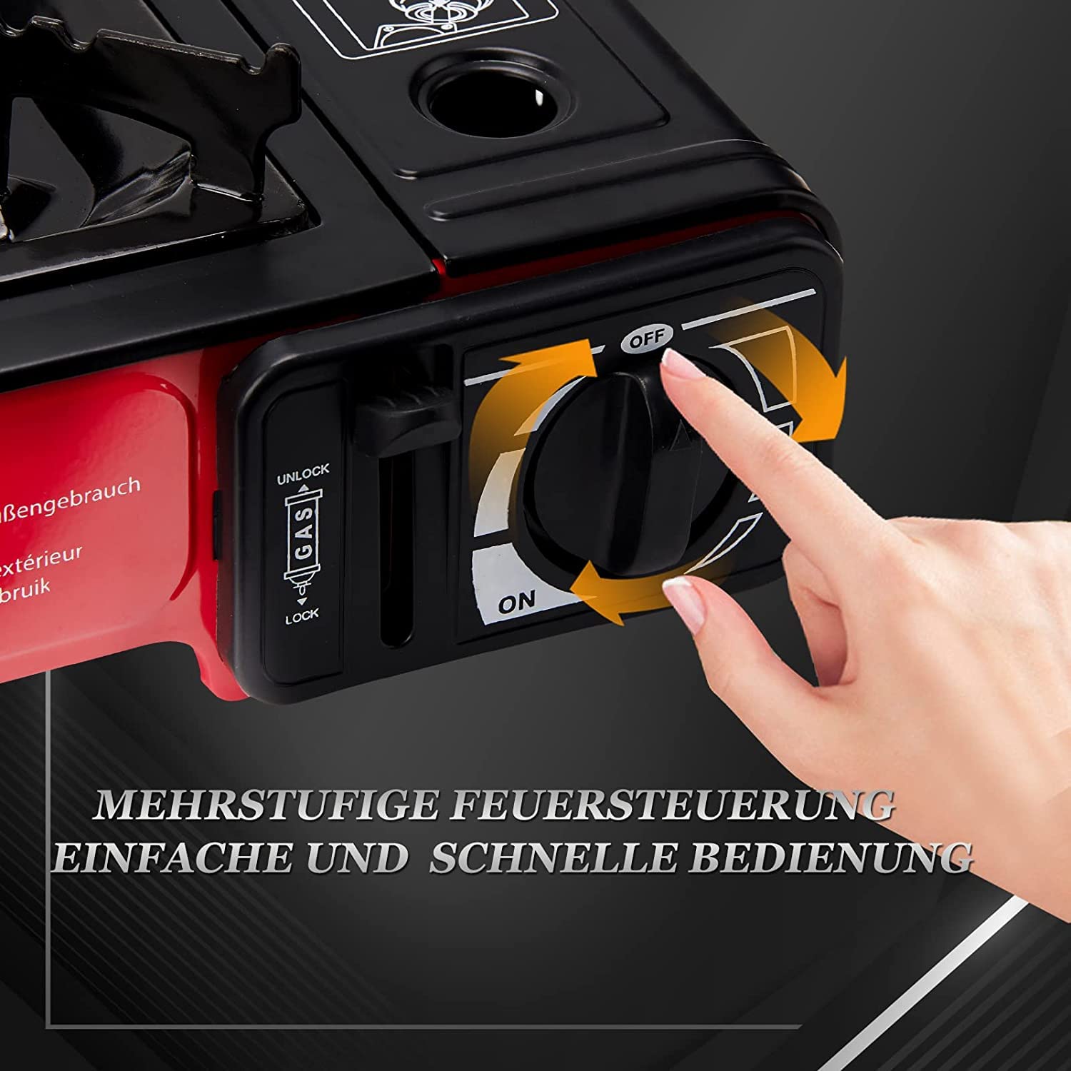 HOMELUX Gaskocher Campingkocher 2,0 KW，Überdruck-Sicherheitsabschaltung mit Tragekoffer für Grill Camper im Outdoor Camping (gaskocher)
