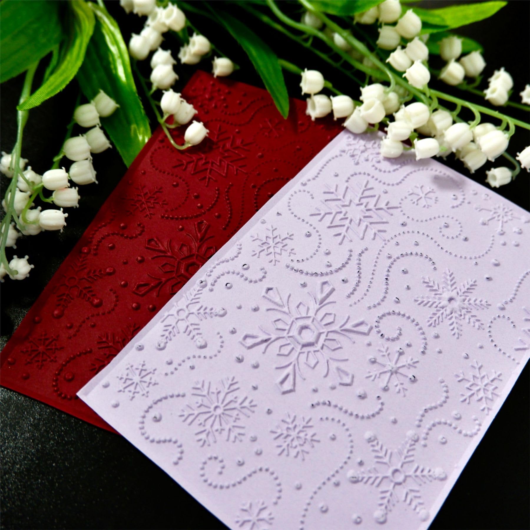 Christmas Embossing Folder - 5x7 Inch Plastic Template For Card Making With Holiday Phrases