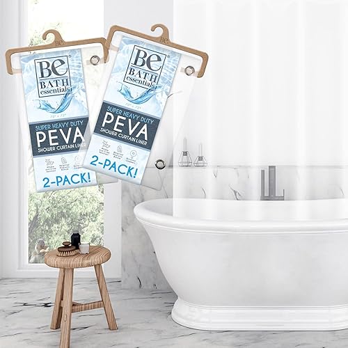 Miniatura 2 de SO HOME Forro de cortina de ducha  PEVA resistente calibre 6  3 imanes pesados integrados  12 ojales de aluminio (2, transparente, 72 x 70 pulgadas