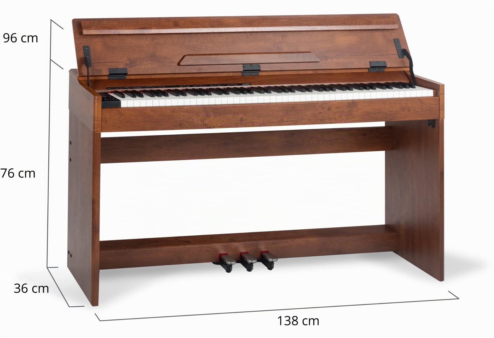 McGrey DP-18 WN Pianoforte Digitale Noce Opaco - 88 Tasti Tastiera con azione a martello - Pianola musicale con USB, 128 suoni, 128 polifonie, 3 pedali - Piano digitale per scuola
