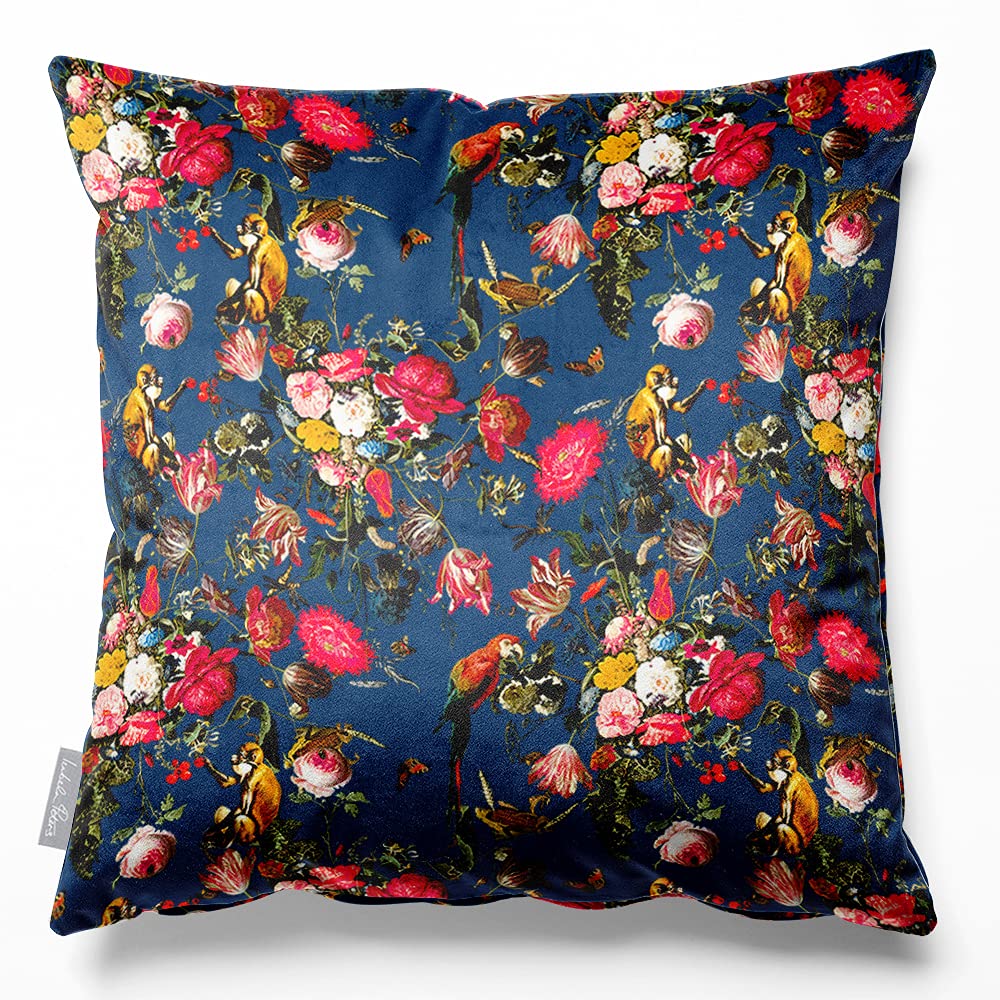Izabela Peters Estate Blue Eco-Friendly Velvet Cushions, 45 Cm, Monkey Puzzle - Chair & Sofa Cushions, 1 Count