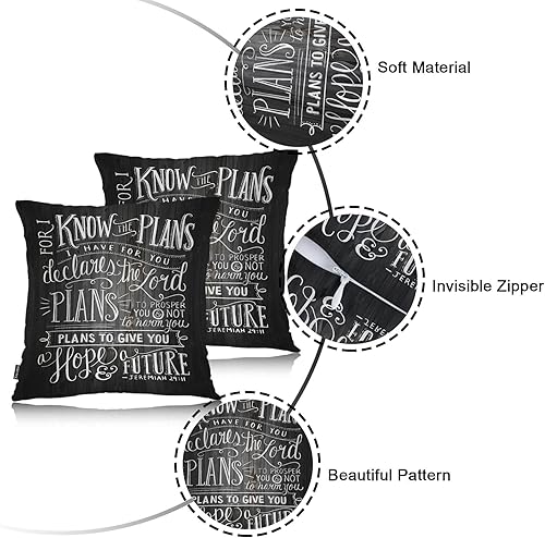 Miniatura 7 de Swono Juego de 2 fundas de almohada decorativas con versículo bíblico para el hogar, fundas de almohada para sala de estar, dormitorio, fundas de
