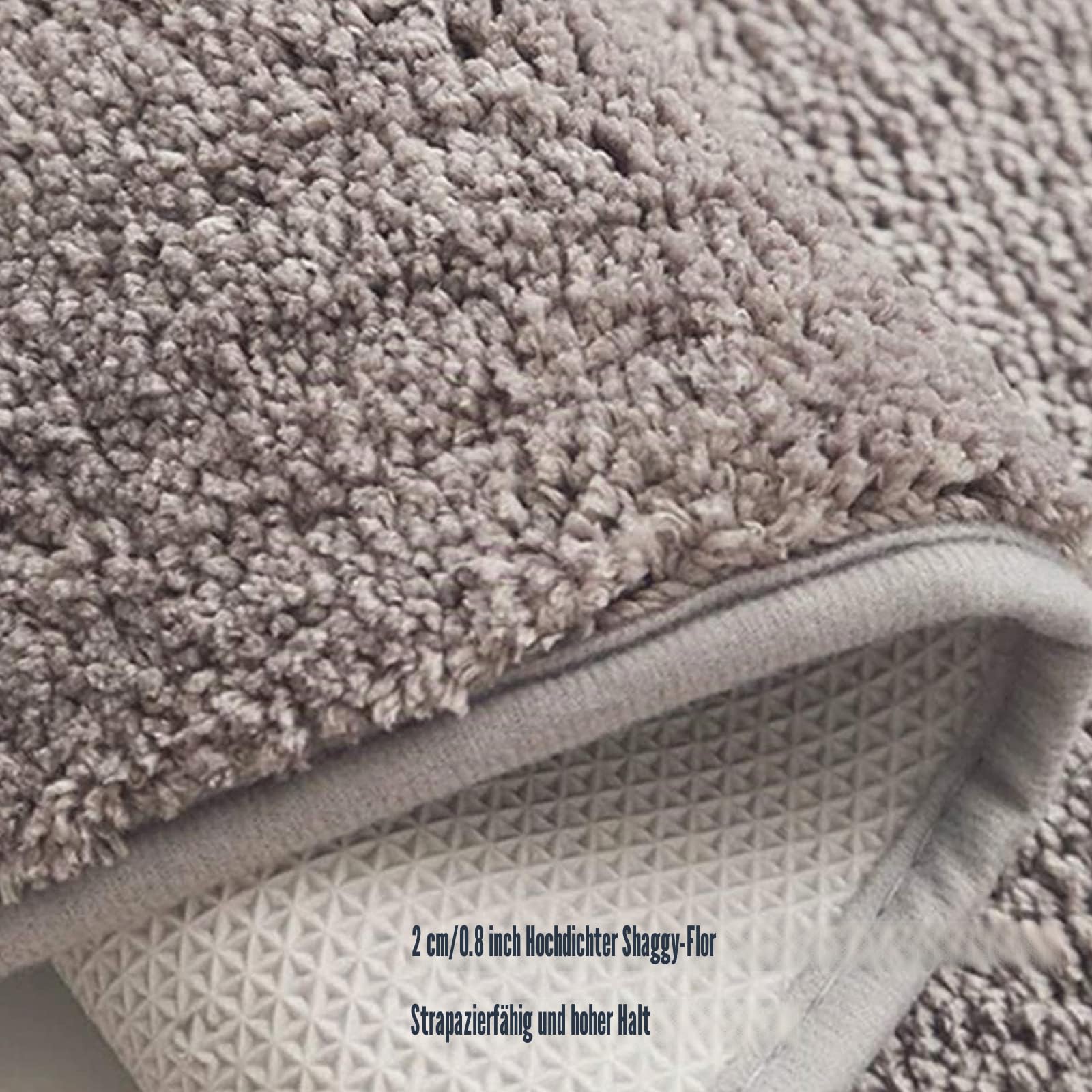 Badematte Runddusche, Medium Mikrofaser Duschmatte Halbrund, Viertelkreis Rutschfeste Hochflor Gebogen, Waschbar für Eckdusche, Beige