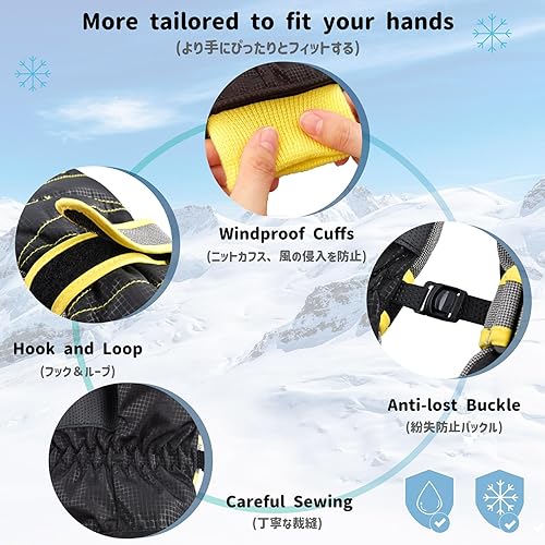 Miniatura 4 de Azarxis Guantes de esquí para niños, guantes de nieve de invierno, guantes de invierno impermeables para snowboard, trineo