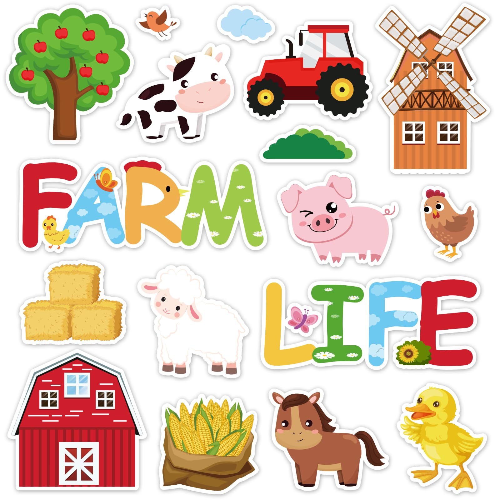 Whaline 17Pcs Farm Animal Refrigerator Magnet Colorful Farm Life Fridge Magnetic Sticker Cute Farmhouse Garage Magnet for Locker Metal Door Car Decor