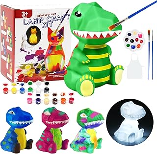 LEADSTAR DIY Kit de Peinture Lampe de Dinosaure Veilleuse 3D, Kit de Création de dinosaure jouet Garcon Cadeau Fille 3 4 5 6 7 8 9 10 12 Ans, Kit d'Arts et d'Artisanat, Idee Cadeau Fille 4-12 Ans