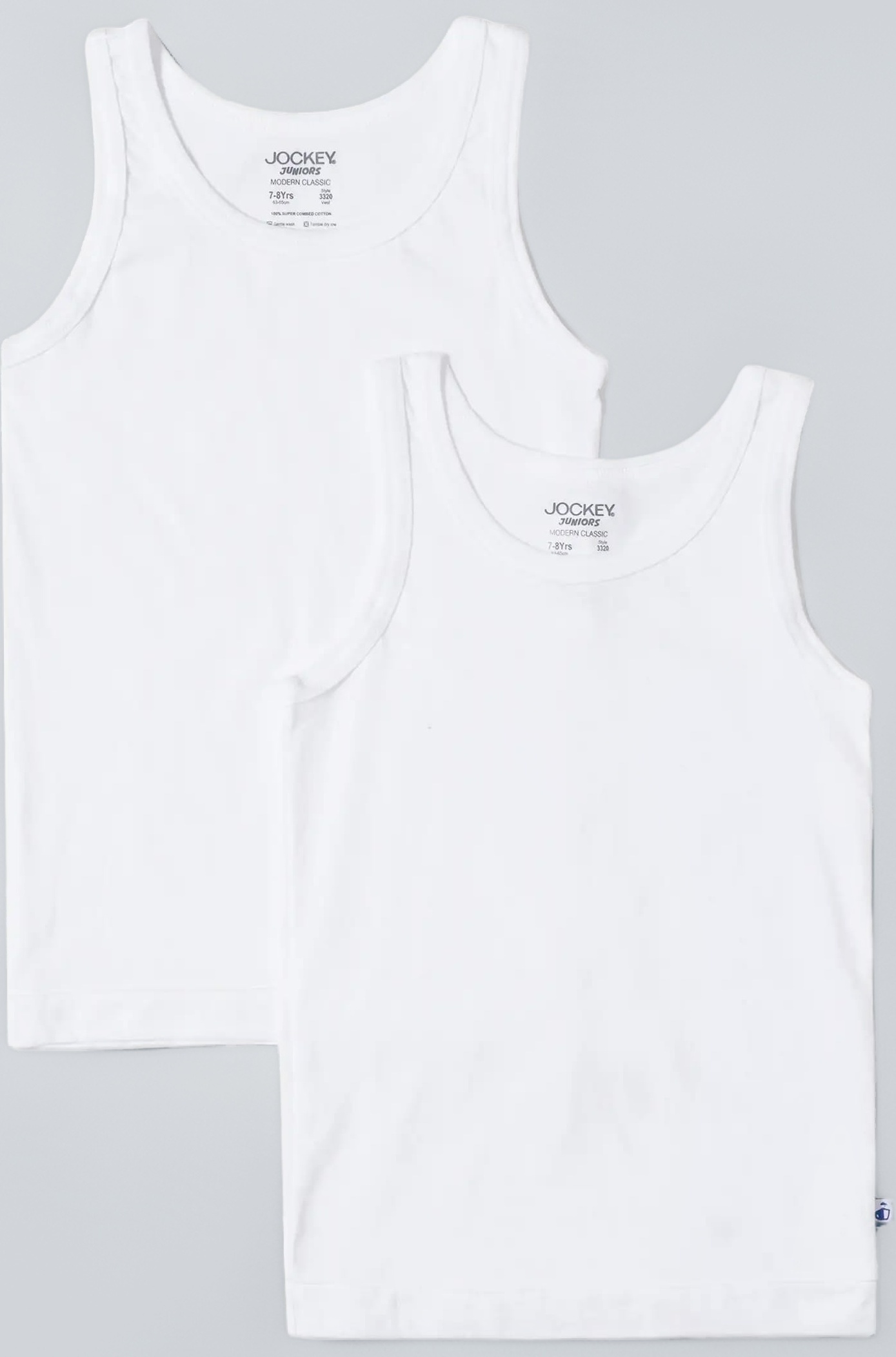 3320 Boy's Super Combed Cotton Regular Fit Round Neck Sleeveless Vest (Pack of 2)