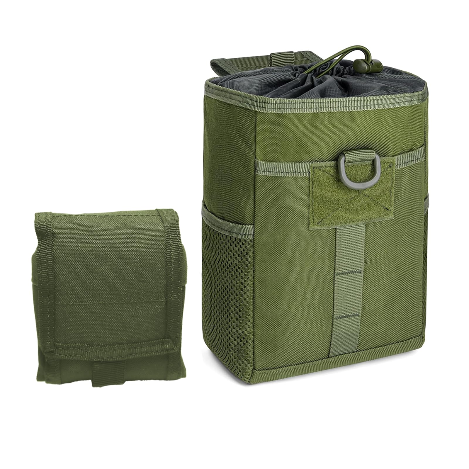 Molle Dump Pouch Roll-Up Drawstring Magazine Utility Pouch Folding Dump Bag (Green 1 pc)