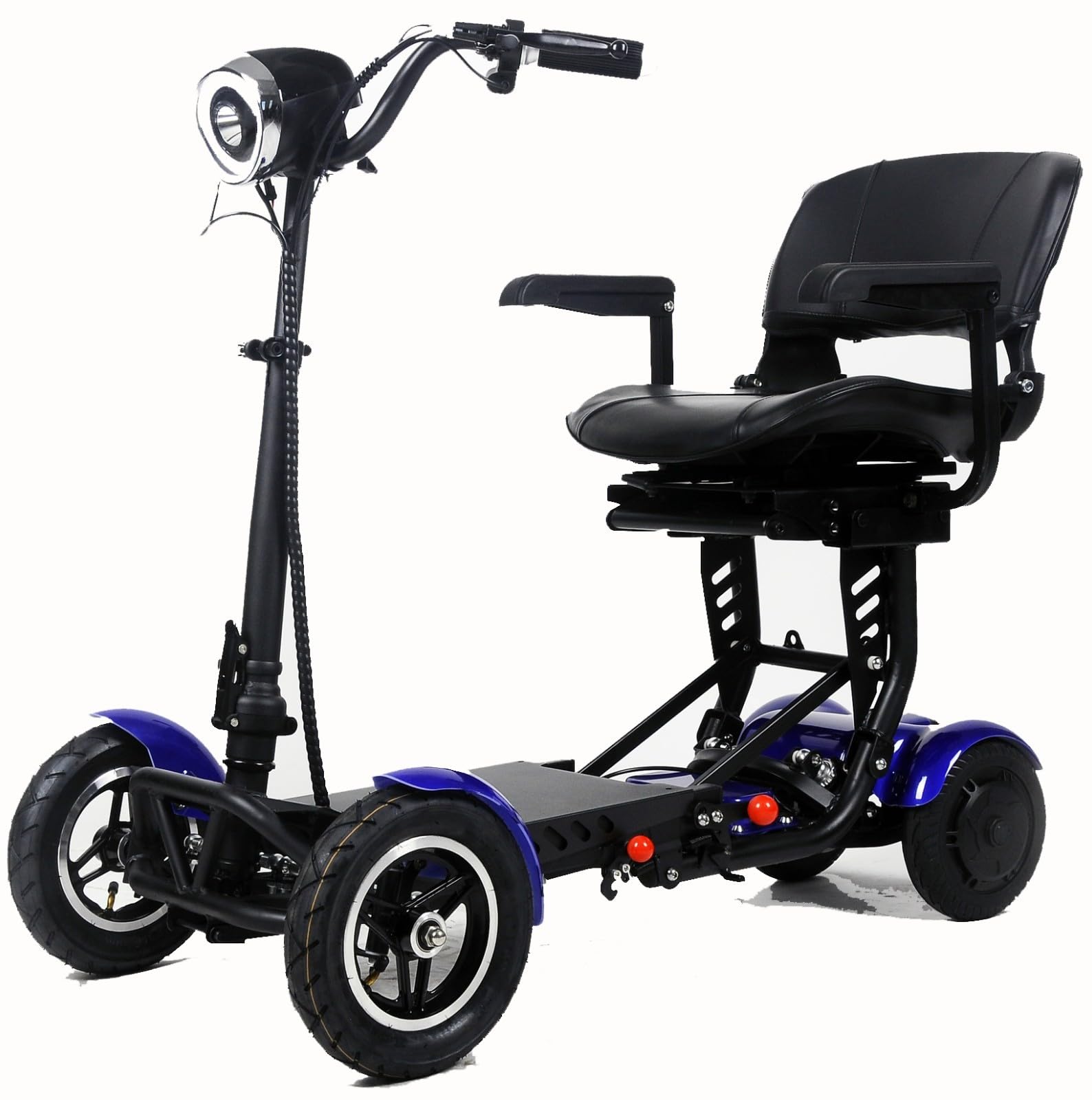 Sillas Ruedas Scooter 4 Ruedas, Scooter Movilidad Plegable con Batería Litio, Cesta Almacenamiento Delantera, Faro LED, Carga Máxima 120 Kg, Escalada Máxima: 15 ° C
