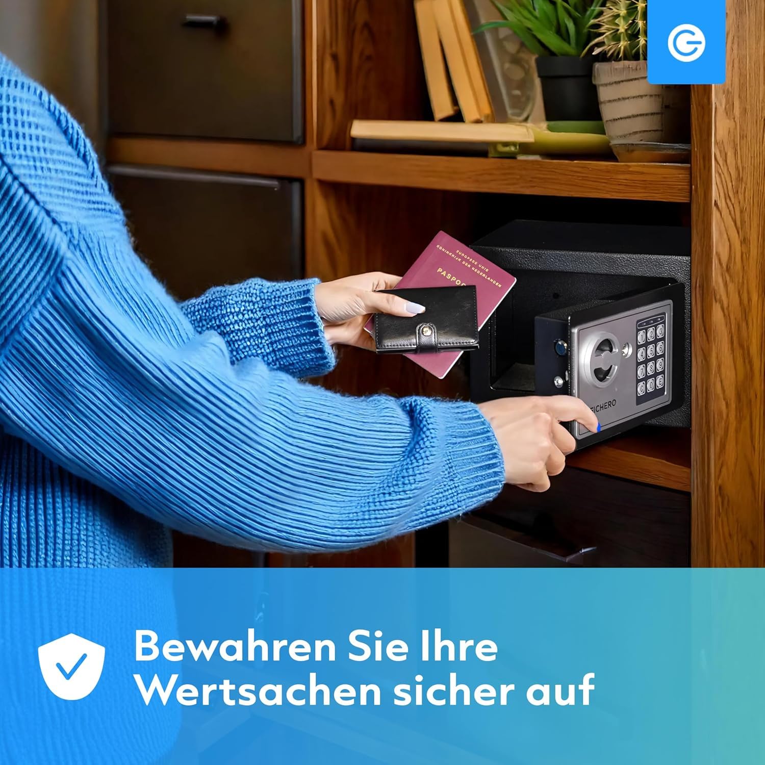 Silvergear® Tresor für Zuhause | Elektronischer Safe Tresor mit Zahlenschloss | Möbeltresor für Bargeld, Schmuck, Ausweise, Dokumente | Geldtresor aus Stahl, 2 Schlüsseln & Code | 17x23x17cm | Schwarz