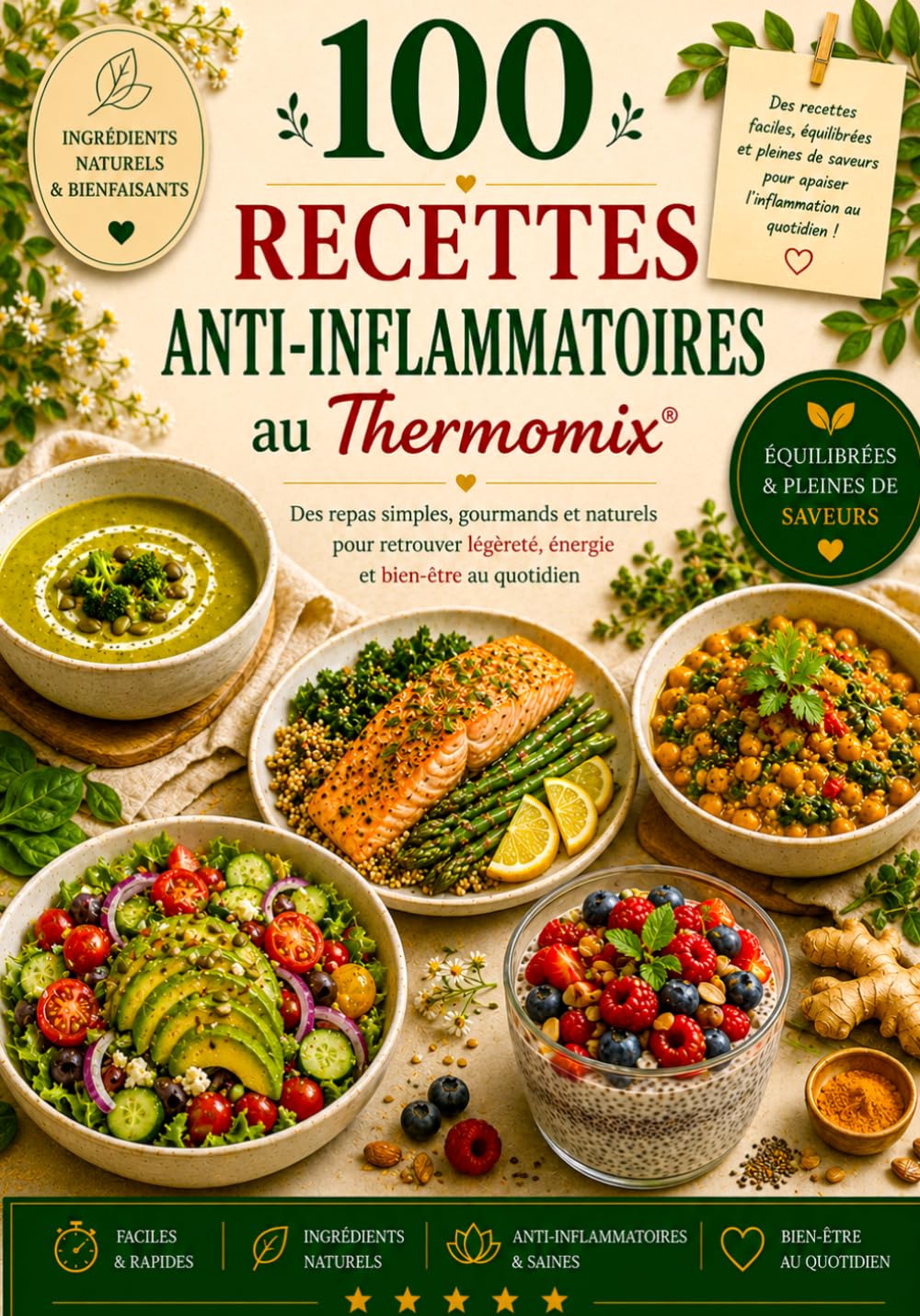 100 Recettes Anti-Inflammatoires au Thermomix: Des repas simples, gourmands et naturels pour retrouver légèreté, énergie et bien-être au quotidien (Les Essentiels Thermomix)