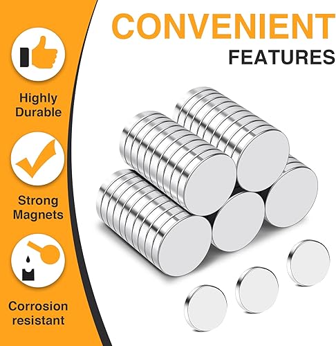 Miniatura 2 de TRYMAG Imanes pequeños de 0.315 x 0.079 in, 160 imanes pequeños redondos de tierras raras, pequeños imanes de disco de neodimio fuertes para pizarra