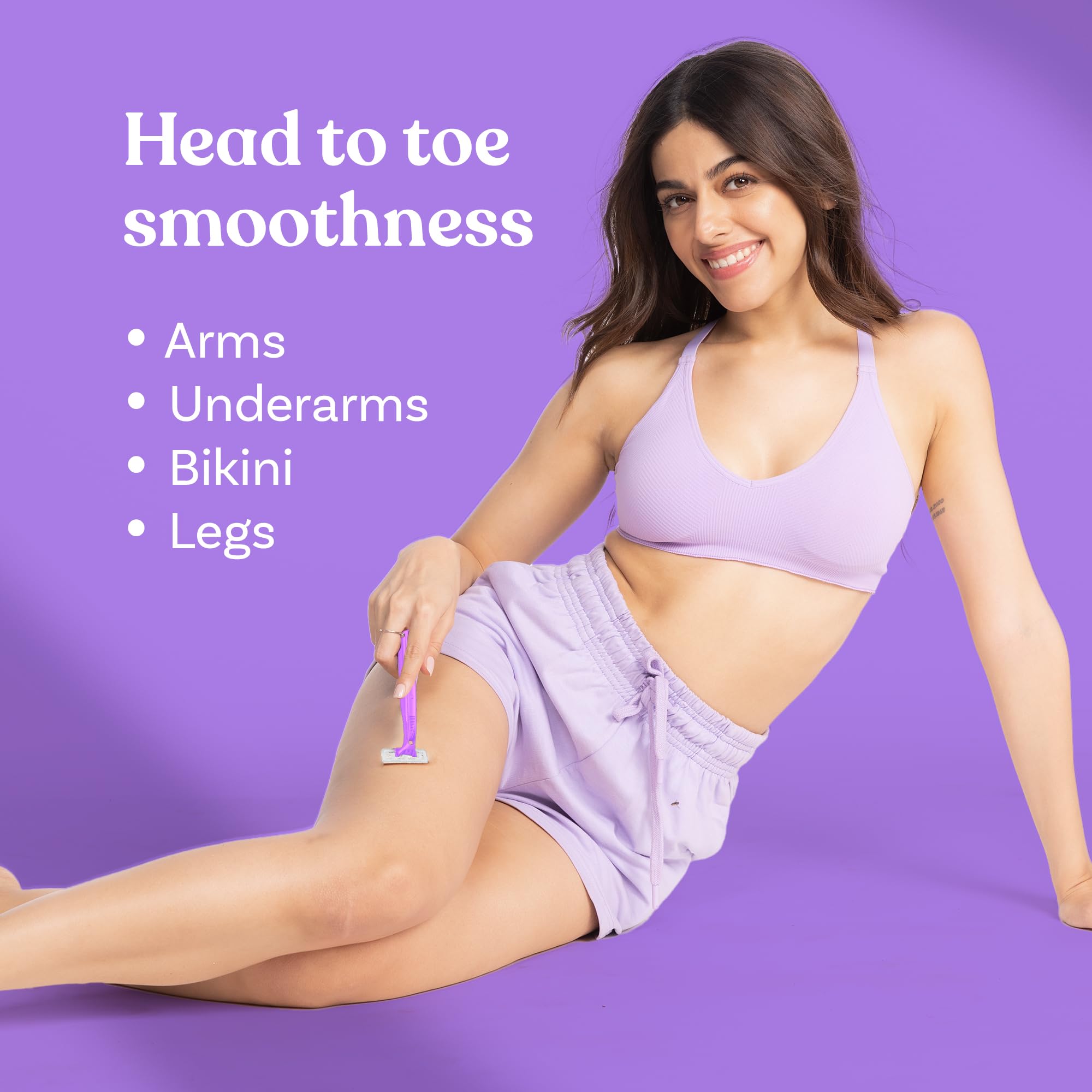 Bombae FlexiEco Reusable Body Razor for Women | Disposable 2-blade women's razor for bikini, arms, legs | Pack of 5 - Image 4 thumbnail