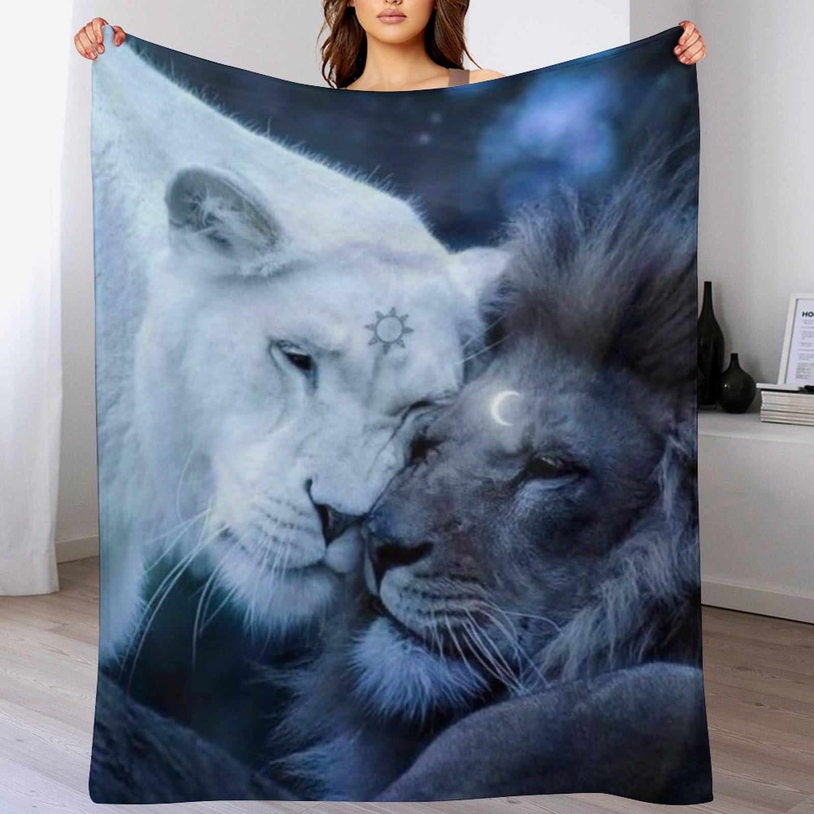 Manta de franela de león con acabado extrasuave y diseño textil premium